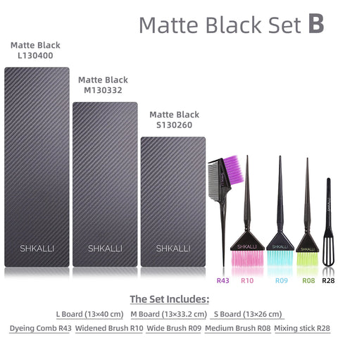 SHKALLI Professional Carbon Fibre Hair Balayage Board and Brush Set Hair Dyeing Tool Kit for Hairdressers