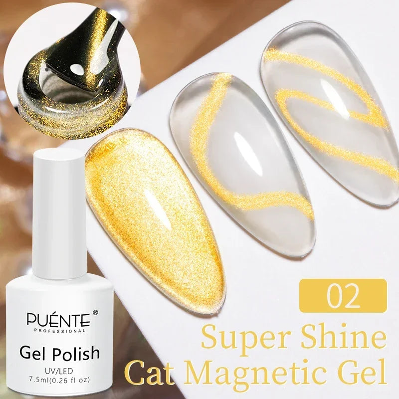 PUENTE 5ml Metallic Painting Liner Gel Polish Bright Mirror Effect Semi-Permanent UV Nail Varnish For Stunning French Nail Art