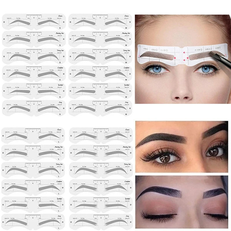 Reusable Eyebrow Stencil Set Soft Ruler Brow Definer Eye Brow Drawing Guide Styling Shaping Grooming Template Card Makeup Tools