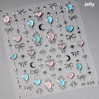 5D Gradient Love Gem Glitter Love Heart Colorful Cat's Eye Rhinestone Soft Self Adhesive Nail Art Stickers Shiny Manicure Decals