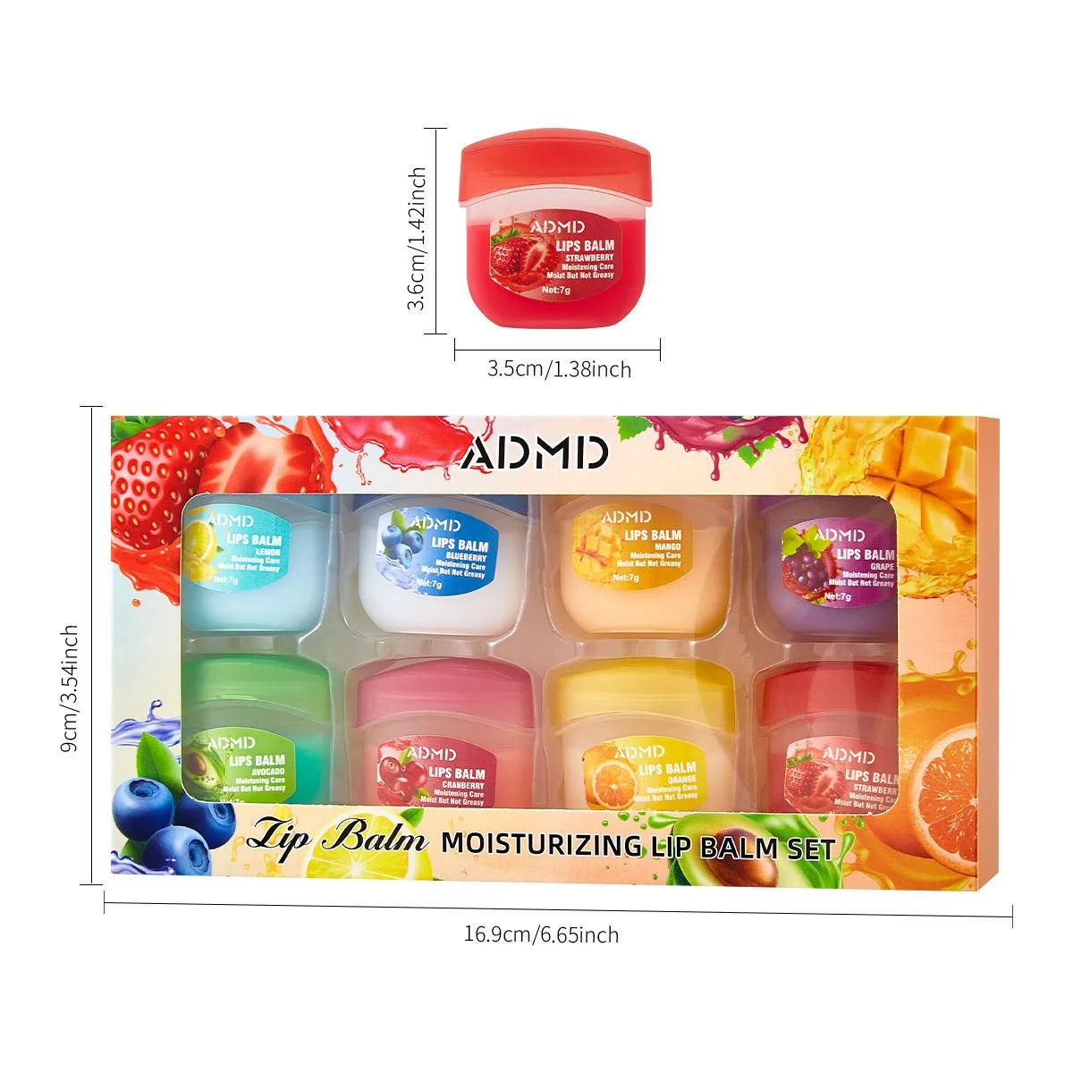 8 Pieces Vaseline Lip Balm Set Rose Lemon Flavor Moisturizing Anti-Dry Crack Long Lasting Nourishing Lip Mask Lip Care