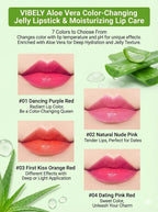 VIBELY Aloe Vera Moisturizing Lip Balm Thermochromic Jelly Lipstick Long Lasting Hydrating Lip Care Tint for Daily Use
