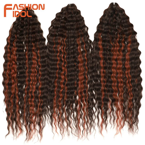 Ariel Hair Synthetic Twist Crochet Curly Hair 24 Inch Water Wave Braid Hair Ombre Blonde Brown Deep Wave Braiding Hair Extension