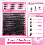 DIY False Eyelash Extension Kit, Individual Lash Clusters Bottom & Upper Lashes, Extra Thick & Fluffy Lashes for Beginners DIY