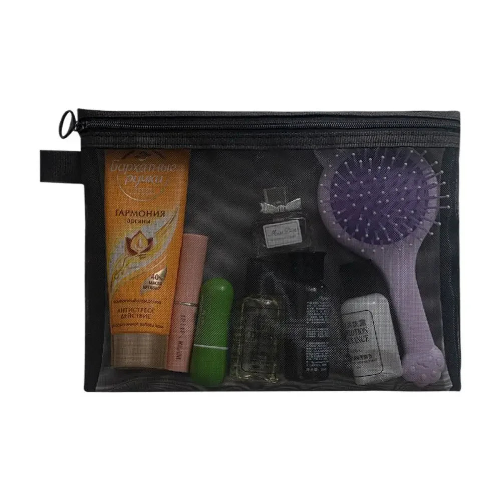 Large Capacity Mesh Cosmetic Bag Casual Pencil Cases Zipper Bag Makeup Bag Wash Pouch Organizer Case Cosmetic Cases Girl