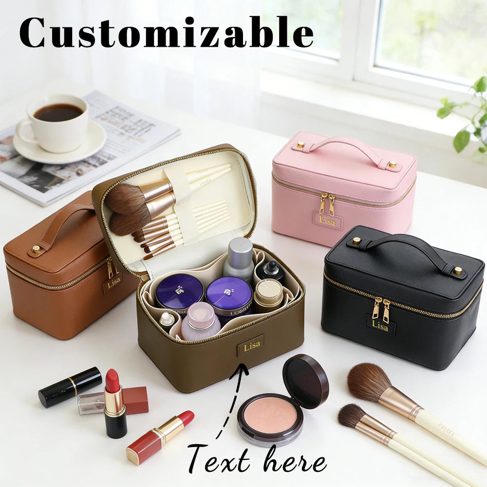 pu leather cosmetic bag with zoned storage and large capacity toiletry bag for autumn and winter new products