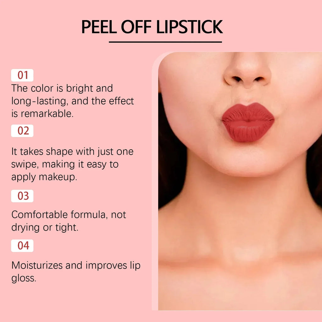 2 Colors Peel Off Lip Gloss Lip Liner Tattoo Waterproof Long Lasting Lip Glaze Non Stick Cup Matte Lip Tint Sexy Red Pink Makeup