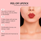 2 Colors Peel Off Lip Gloss Lip Liner Tattoo Waterproof Long Lasting Lip Glaze Non Stick Cup Matte Lip Tint Sexy Red Pink Makeup