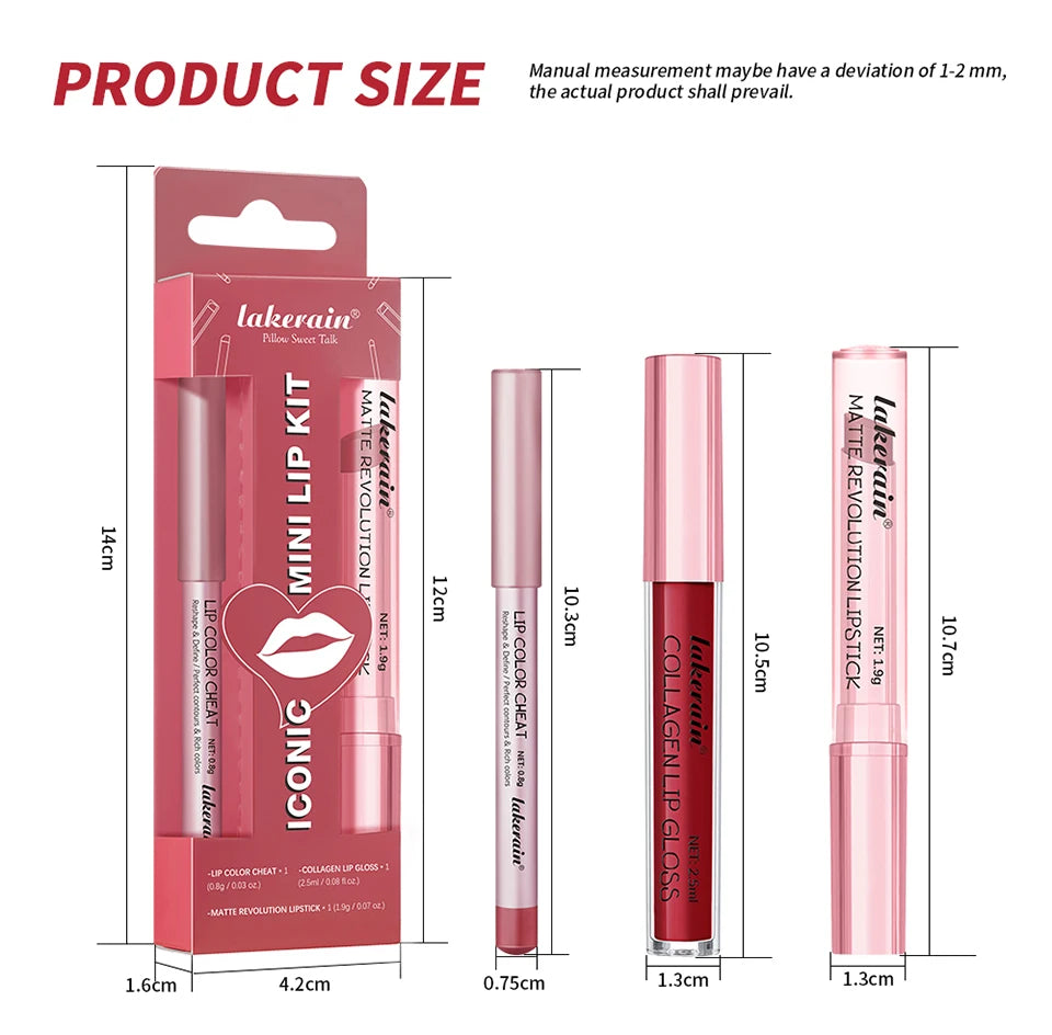Waterproof Long Lasting Matte Black Lipstick Set Velvet Liquid Lip Gloss Lip Liner Set Red Stain Halloween Goth Makeup