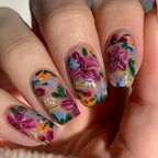 24pcs Red Rose Fake Nails Long Flower Ballet Press on Nails Design French False Nail Full Cover Wearable Fake Nail Tips Art
