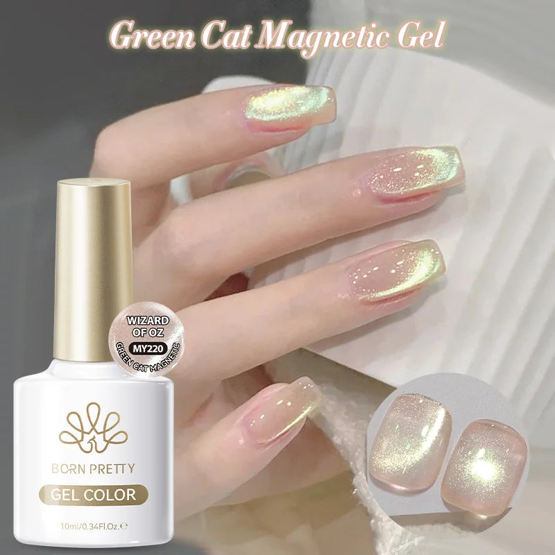 BORN PRETTY 10ml Dark Red Cat Magnetic Gel Nail Polish for Winter Nails DIY Jelly Glass Silver-Light Varnis Semi Permanent