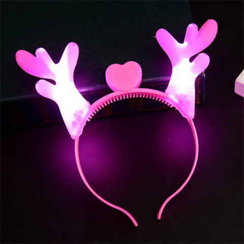 Christmas Hair Band Glowing Headband Xmas Tree Snowflake Hair Band Deer Horn Light Flashing Headwear Merry Christmas Gift