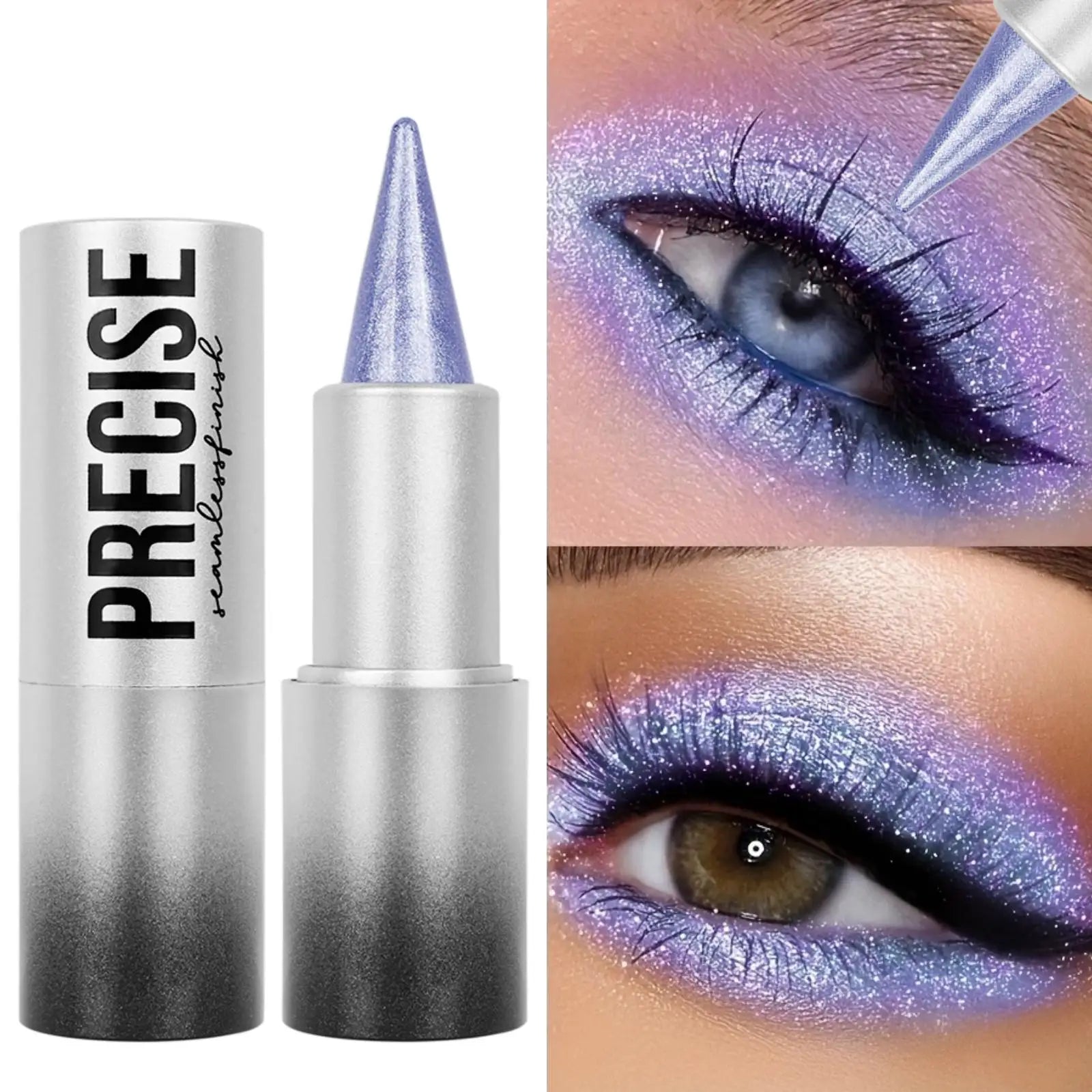1PC Monochrome Glitter Eyeliner and Eyeshadow Pencil - Waterproof, Portable, Cutting-edge Design, Perfect Holiday Gift for Girls