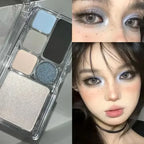 6 Colors Eye Shadow Palette Punk Smoky Black Glitter Pearly Eyeshadow Palette Korean Shiny Blue Eyeshadow Contour Blush Makeup