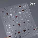 5D Gradient Love Gem Glitter Love Heart Colorful Cat's Eye Rhinestone Soft Self Adhesive Nail Art Stickers Shiny Manicure Decals