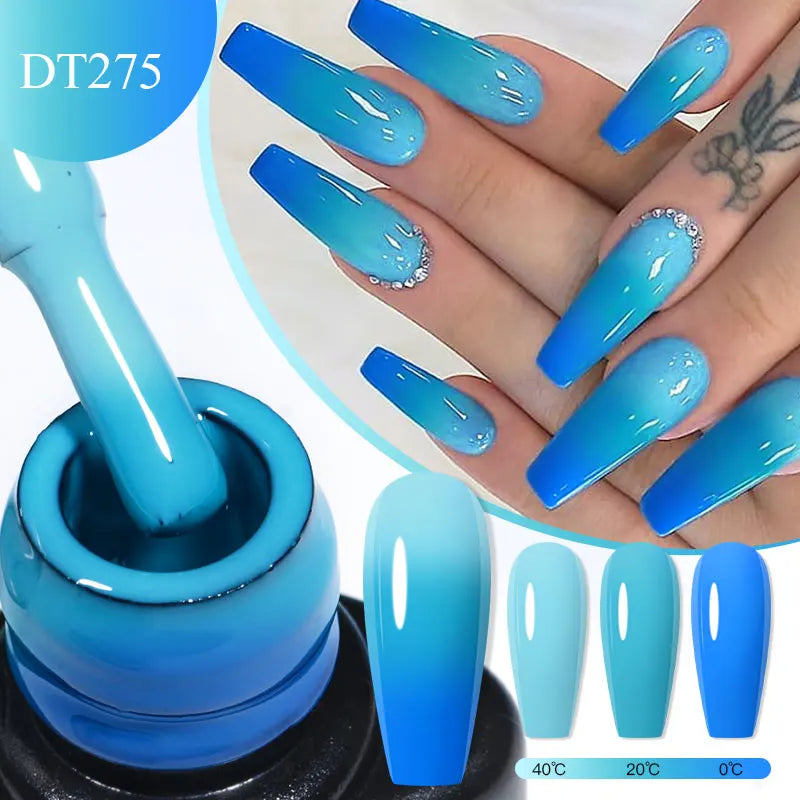 MEET ACROSS 7ml Thermal Gel Nail Polish Ultra-thin 3 Layers Temperature Changing Soak Off Nail Art Gel Varnish For Manicure