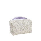 Women's Bag Floral Quilted Cosmetic Bag Large-capacity Cotton Fabric Storage Toiletries Bag For Cute Ladies Checkered Embroidery