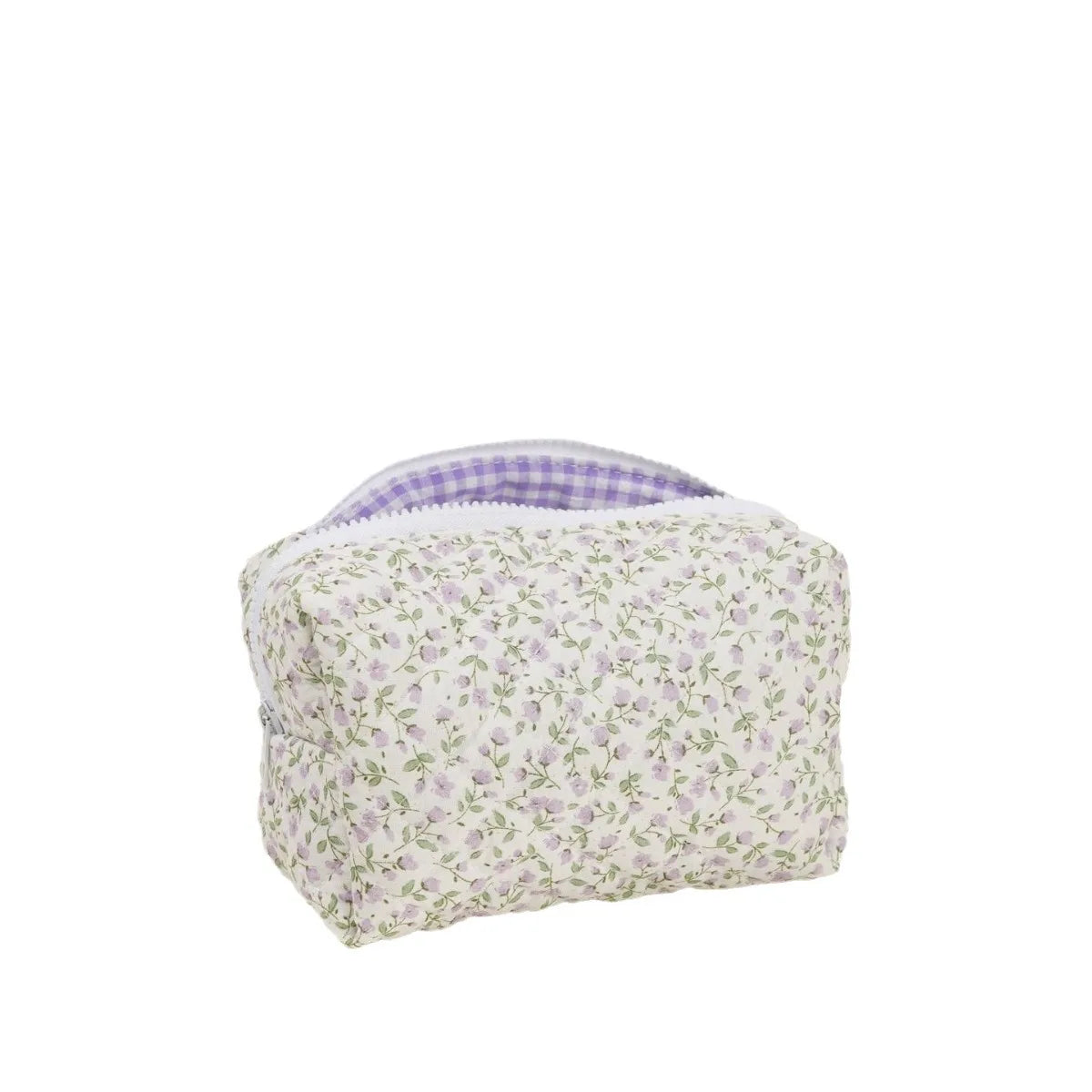 Women's Bag Floral Quilted Cosmetic Bag Large-capacity Cotton Fabric Storage Toiletries Bag For Cute Ladies Checkered Embroidery