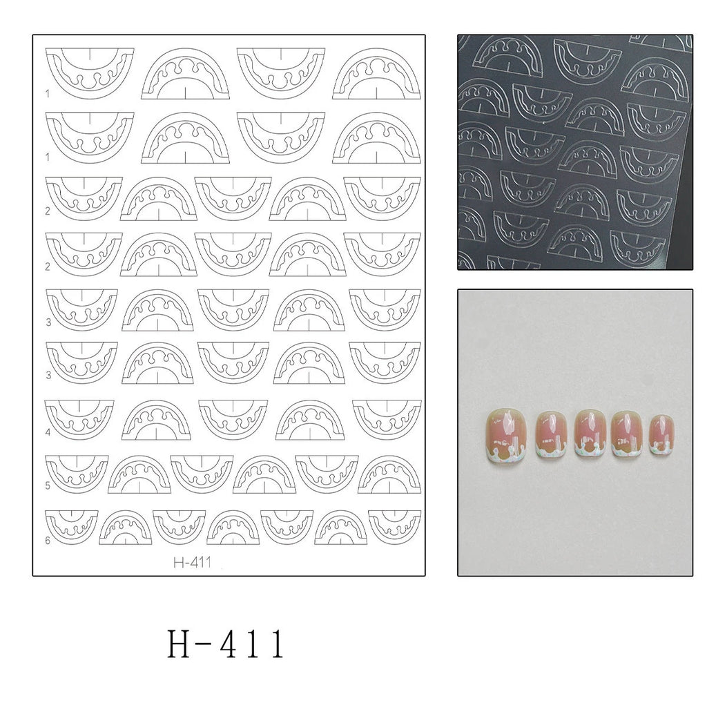 5 Sheets French Cheese Nail Stickers Decoration Self-Adhesive Hollow Lace Nail Art Decals Butterfly Star Shape DIY Nail Art Tool