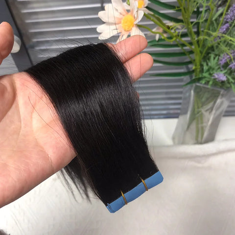 Natural  Tape in Hair Extensions Human Hair Straight Natural Black  Seamless PU Skin Weft Tape Ins Hair Extension 20PCS/Pack