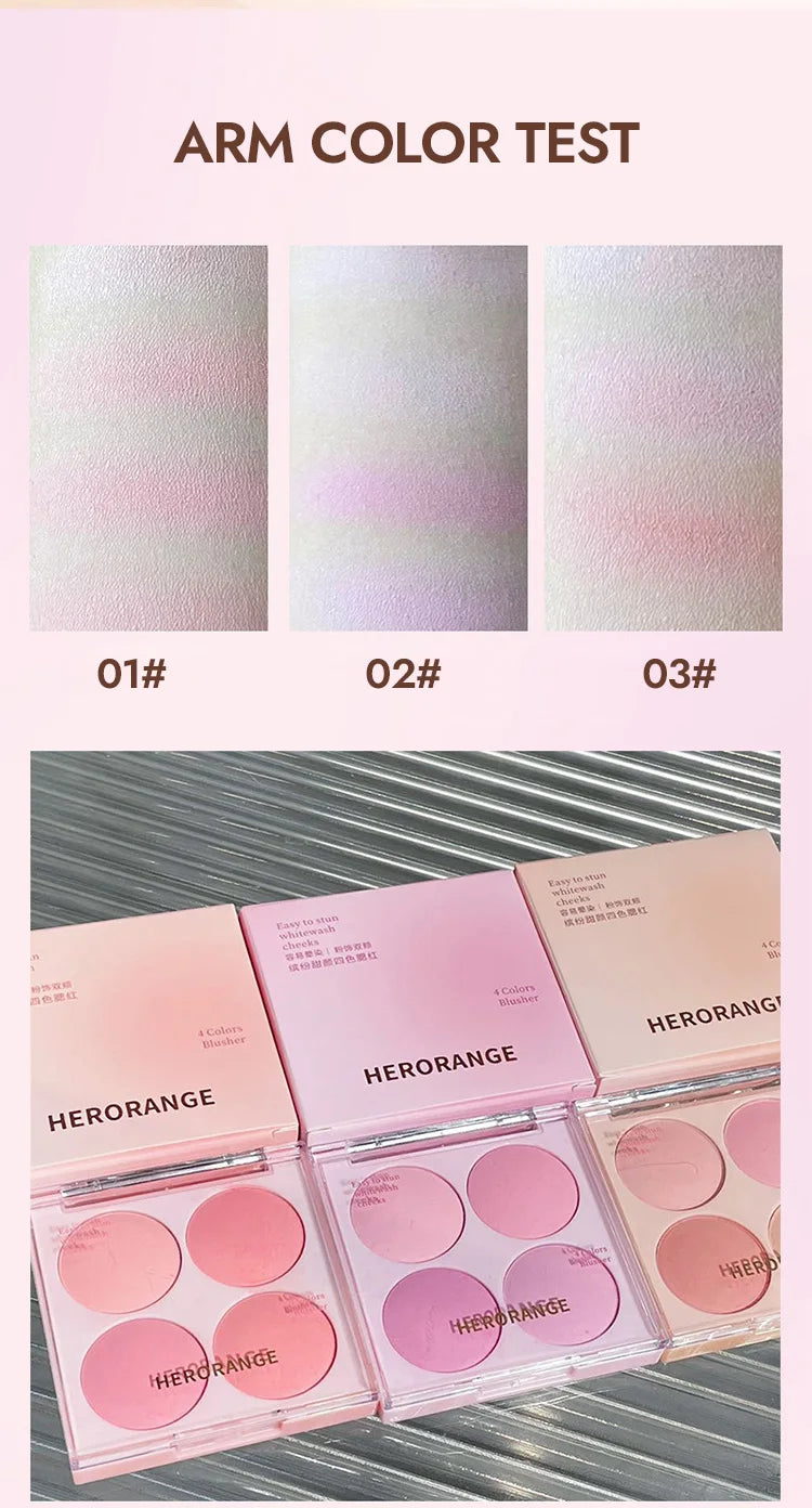 4 Colors Blush Powder Face Makeup Set Mixed Sweet Warm Colors Matte Cheek Powder Facial Beauty Cosmetic Makeup Blush