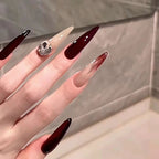 24pcs Black Gradients Long Paragraph Fashion Manicure Patch Reusable Adhesive False Nails Almond Fake Nails Press On Stiletto