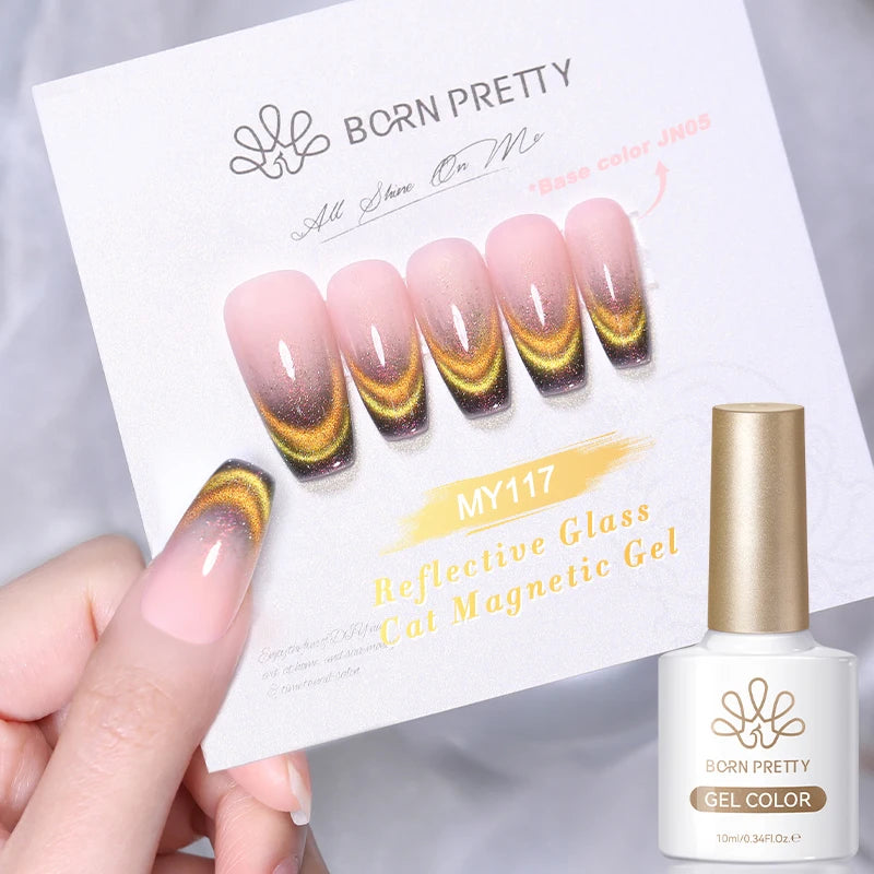 BORN PRETTY 10ml Dark Red Cat Magnetic Gel Nail Polish for Winter Nails DIY Jelly Glass Silver-Light Varnis Semi Permanent