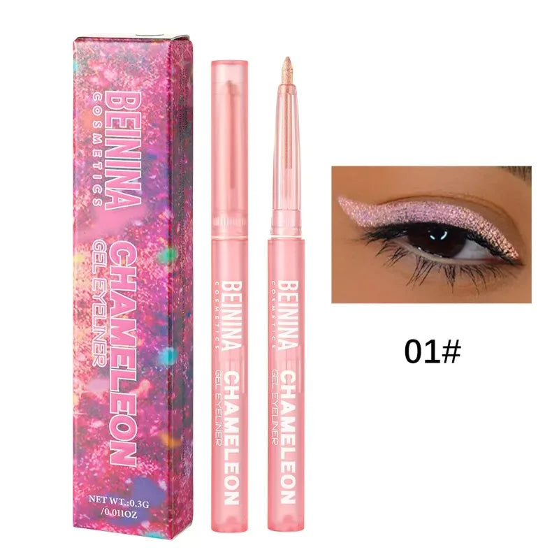 Shiny Chameleon Metallic Green Eyeliner Gel Stick Smooth Multicolor Eye Shadow Pearlescent Polarized Glitter Eyes Pigment Makeup