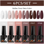 6pcs Nail Gel Polish Set Nude Pink Red UV/LED Nail Art Vernis Gel for Manicure Design All-Season Semi Permanent Quick Dry