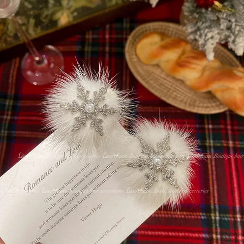 2024 New 2pcs Sliver Snowflake Hair Clip Women Girls Sweet Bangs Side Clip Glitter Shiny Edge Hairpins Christmas Headwear
