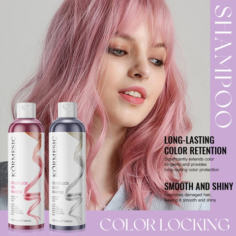 Unisex Color-Protecting Shampoo,Color Locking,Moisture Replenishing Shampoo,Lasting Color Care Purple Pink Color Fixing Shampoo
