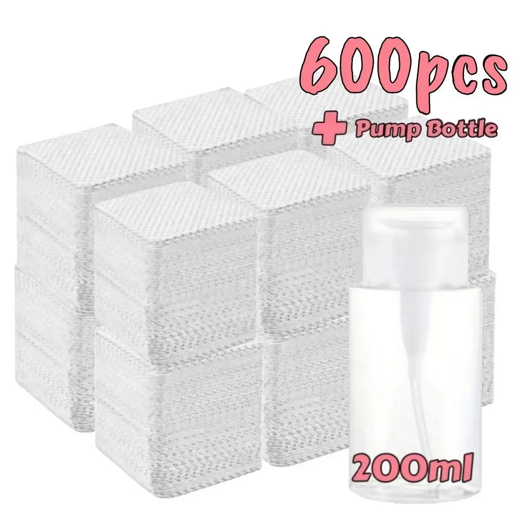 20-600pcs Lint-Free Nail Wipes Gel Cleansing Tissues Aluminum-Free Nail Polish Remover Pads for Nail Beauty Cleaning Care Tool