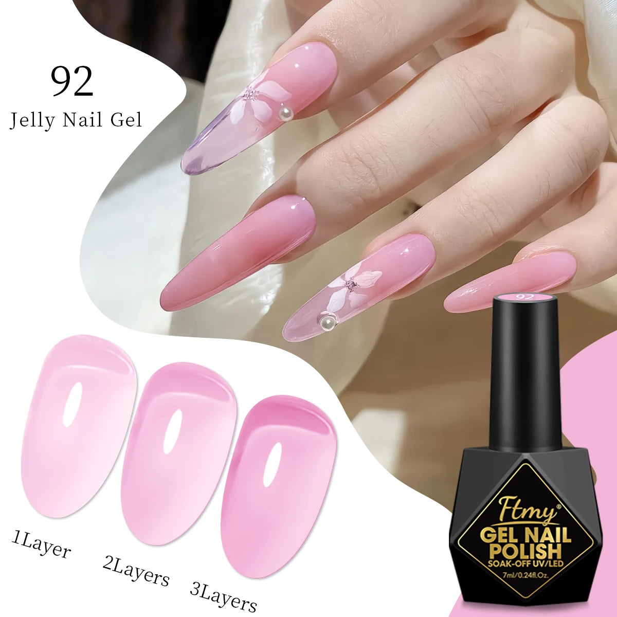 FTMY 7ML Jelly Gel Nail Polish Candy Color Gel Polish Long Lasting Nail Gel For Nail Salon - Multicolor Optional