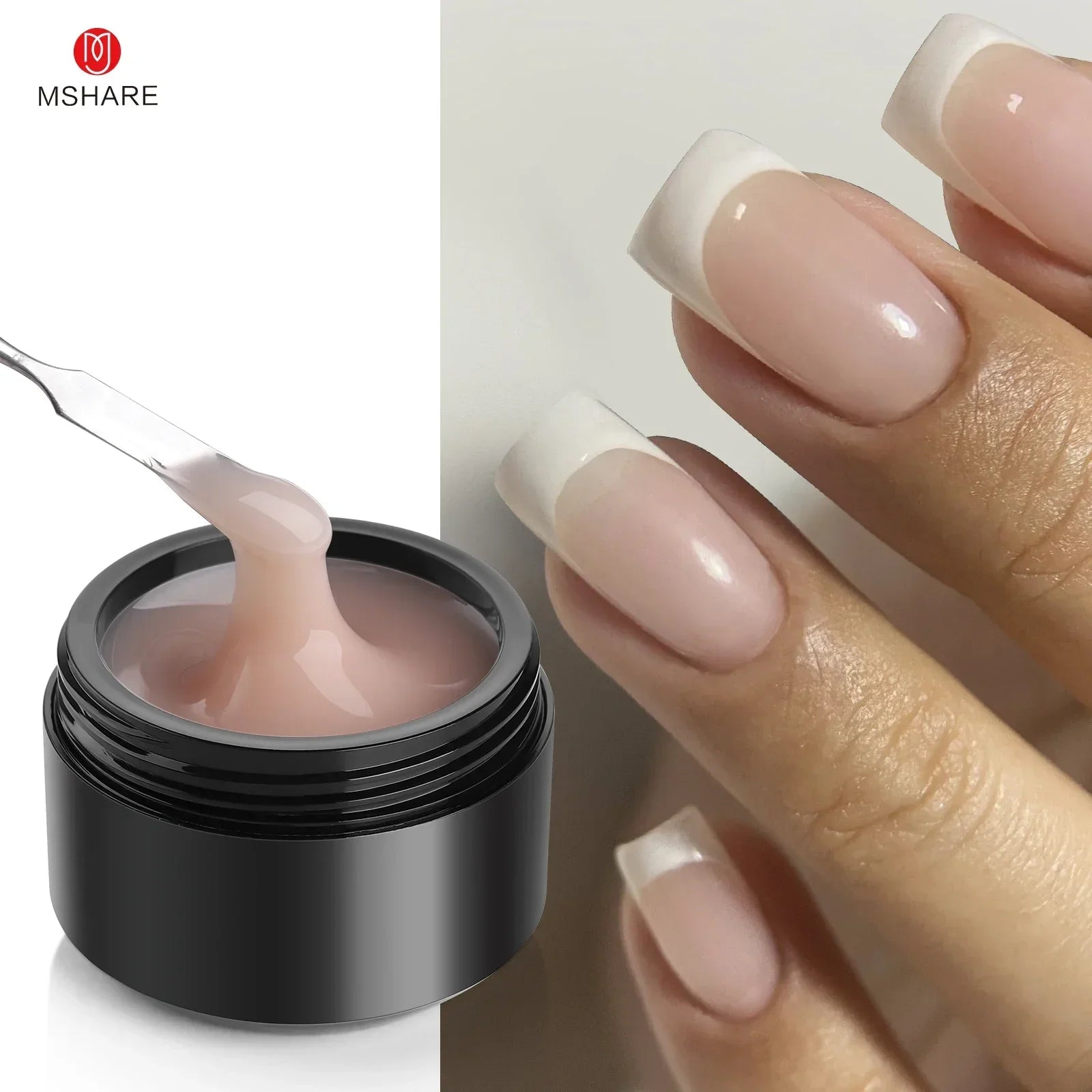 MSHARE 50ml Natural Nails Gel Builder Nalil Tpo Free Self Leveling Gel for Nail Extension Construction Pink Shade UV Led Gel