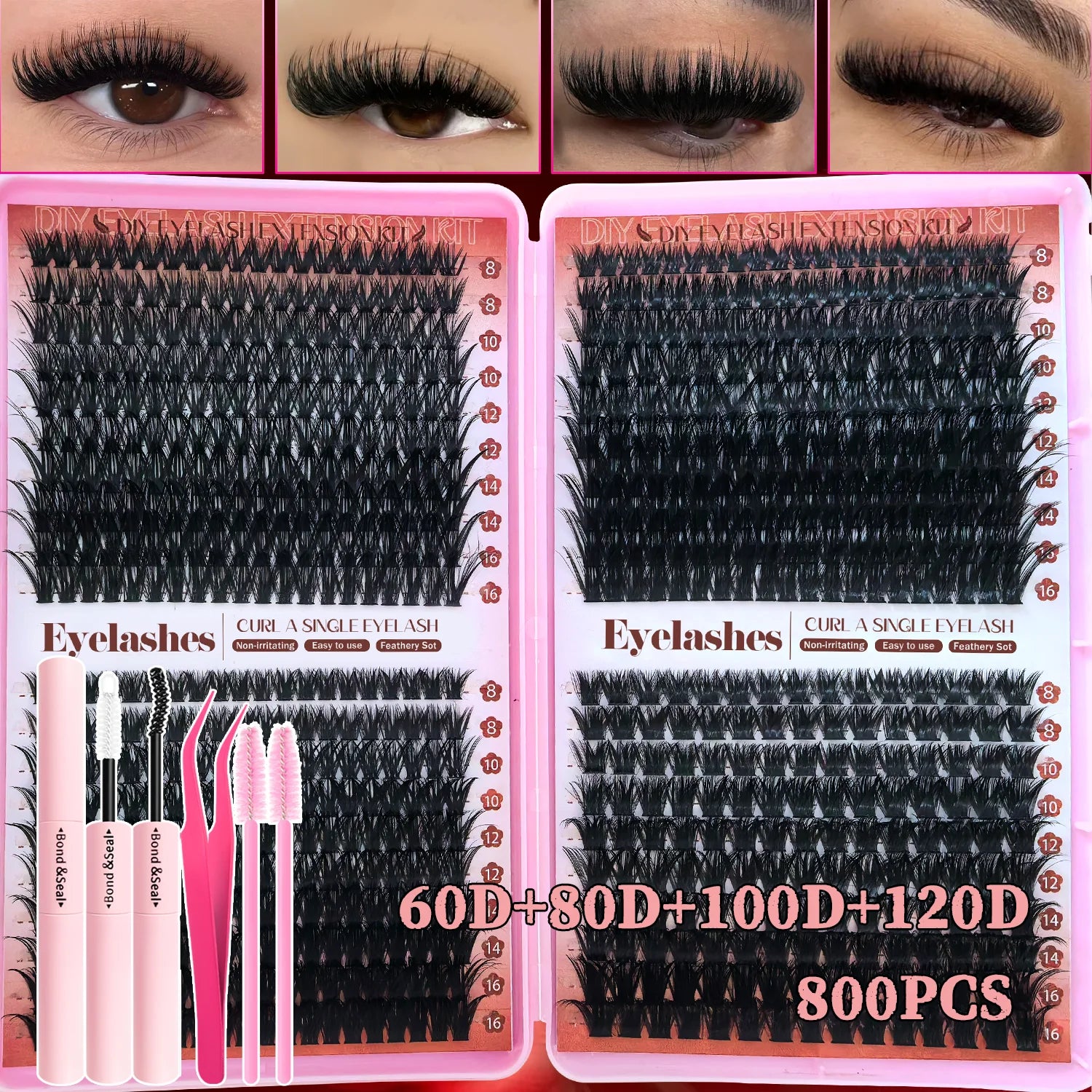 170/400/402/800PCS Eyelash Cluster Kit Multiple Combination From Natural to Dense Mixed Density Daily Makeup Party & Dramatic