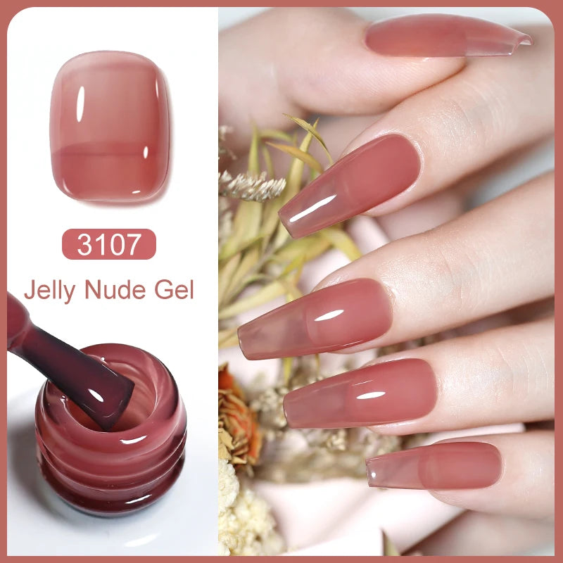 Arte Clavo Transparent Nude Pink Color Jelly Gel Nail Polish Semi Permanent 15ml Top Coat Soak Off UVLED Varnish Nail Art Design