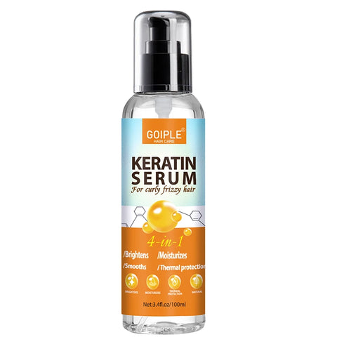 Keratin Protein Serum Anti Frizz Heat Thermal Protection Spray Rose Water Mist for Repair Damaged Curl Hair Smooth & Moisturize