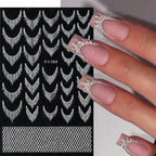 Reflective Glitter French Nail Art Stickers Sparkly Gold Silver Tassel Line Geometric Grids Adhesive Sliders Decals DIY Manicure