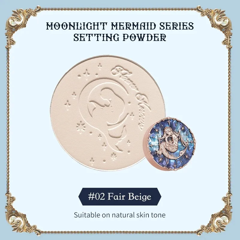 Makeup Professionnelle Flower Knows Moonlight Mermaid Matte Soft Compact Powder Oil Control Waterproof Face Powder