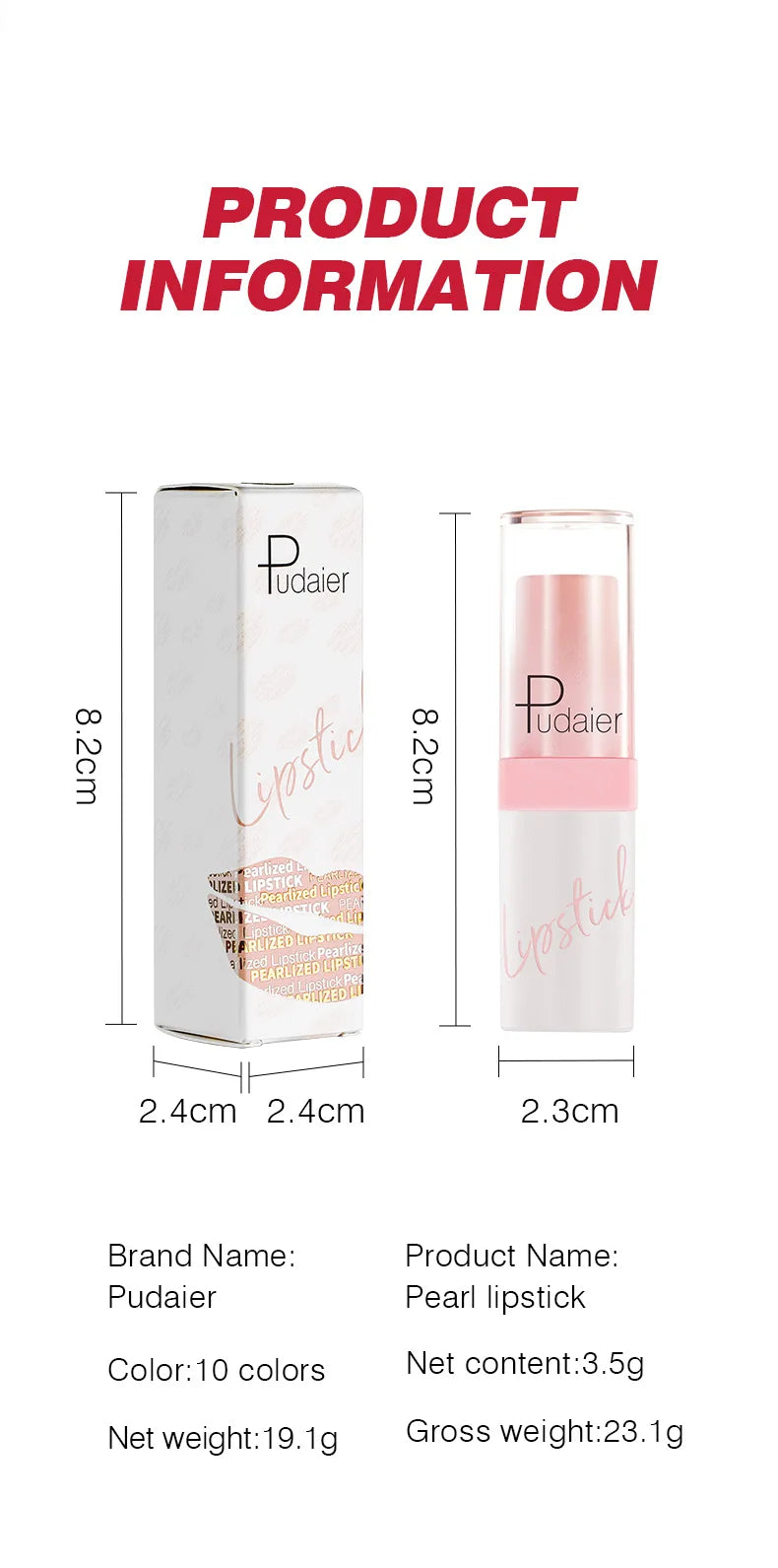 Shimmery Diamond Lipstick 10 Shades Waterproof Glittery Non Transfer Red Lip Tint Smooth Long Wear Pearly Lipstick