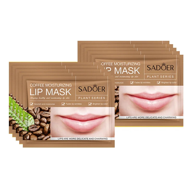 10pcs SADOER Fruits Moisturizing Lip Mask Lips Skin Care Nourishing Hydrating Crystal Collagen Gel Lip Patches Lips Care