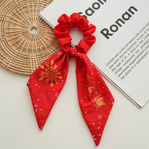 Ponytail Ribbon Hair Tie Santa Claus Elastic Hair Band Christmas Style Plaid Scrunchies Simple Fashion DIY Hair Accessories