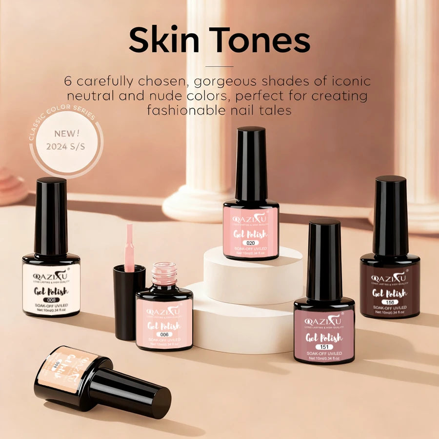 6Pcs Gel Nail Polish Set Milk Tea Popular Color UV LED Nail Gel for Nail Art Easy Apply & Soak Off DIY Home Manicure Salon Use