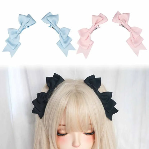 Kawaii Handmade Bow Hairclip Anime Lolita Hairpin Cosplay Headdress JK Uniform Hair Accessory Xmas Gifts