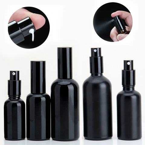 1x 5x 15ml 30ml 100ml Essential Oil Spray Bottle Black Fine Mist Perfume Atomizer Refillable Glass Bottles Empty bottle shampoo
