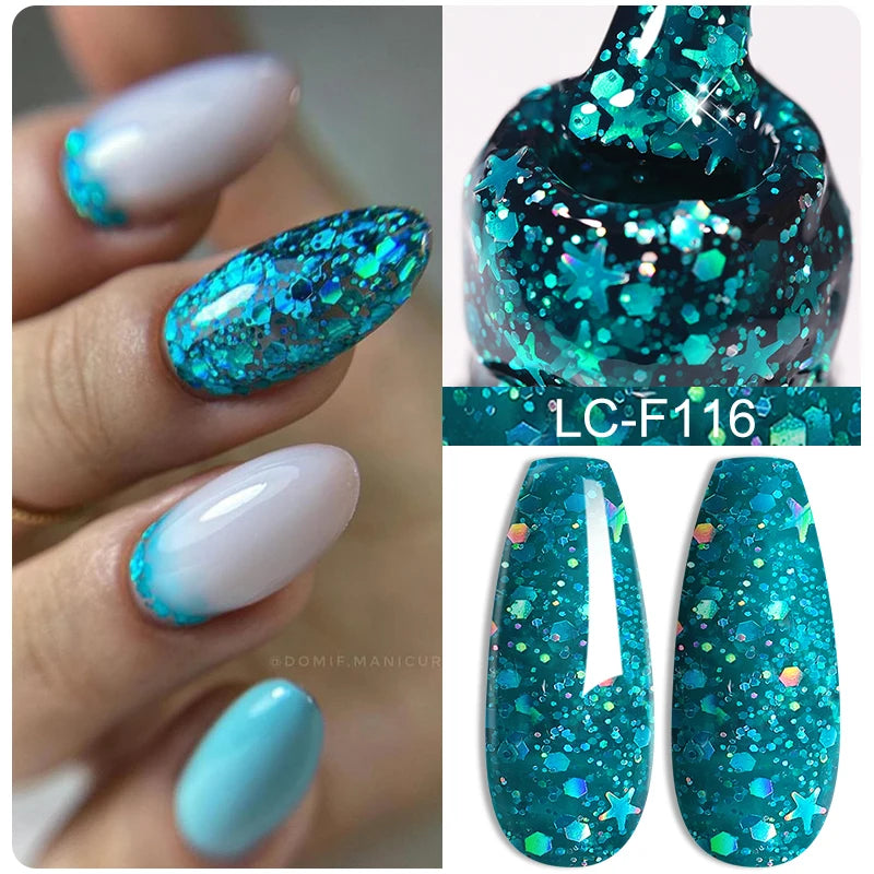 LILYCUTE 7ML Pink Glitter Nail Gel Polish Nude Natural Long Lasting Manicure Soak Off UV LED Nail Art Base Top Coat Gel Varnish