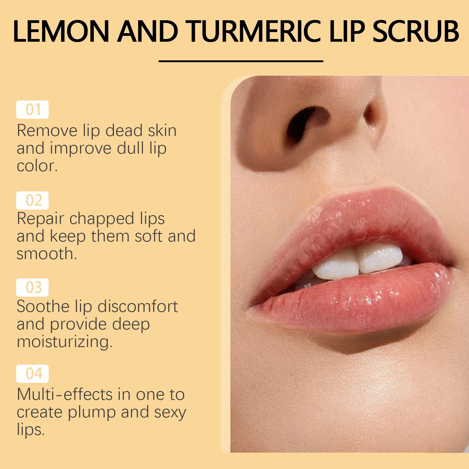 Turmeric Lip Scrub Exfoliating Dead Skin Removal Fade Lip Lines Reduce Melanin Moisturizing Nourishing Chapped Lip Care Products