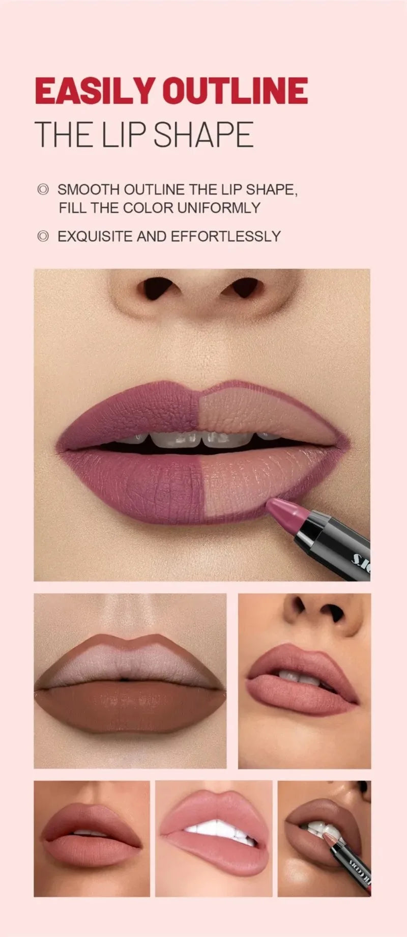 Easy Coloring Gloss Lipstick Lasting Waterproof Matte Crayon Lip Gloss Stick High Pigmented Moisturizing Lip Liner Pen Makeup