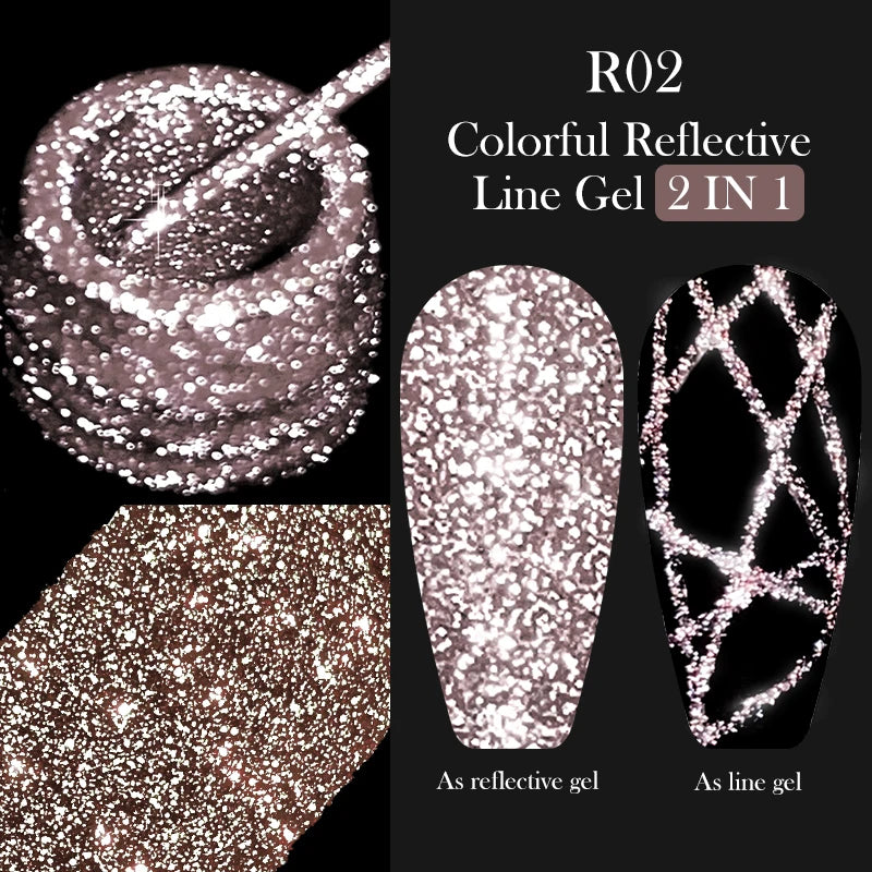 LILYCUTE 5ML Metallic Painting Liner Gel Nail Polish Super Bright Gold Silver Mirror Drawing Gel Semi Permanent Line French Nail