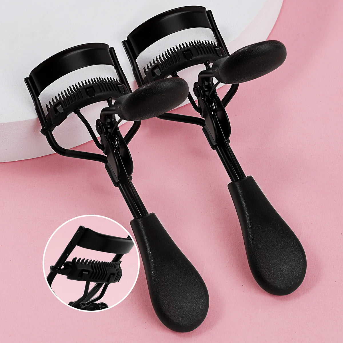 2 classic comb eyelash curlers with a variety of colors to choose from, stainless steel eyelash curling lasting artifact.